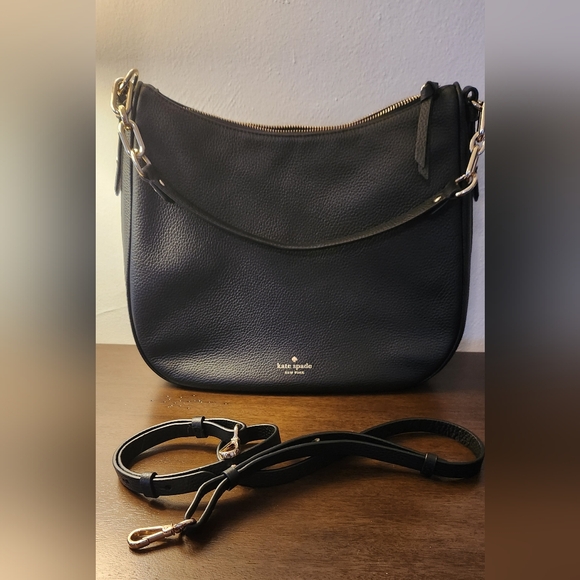 Kate Spade Vivian Black Shoulder Bag with Gold Accents